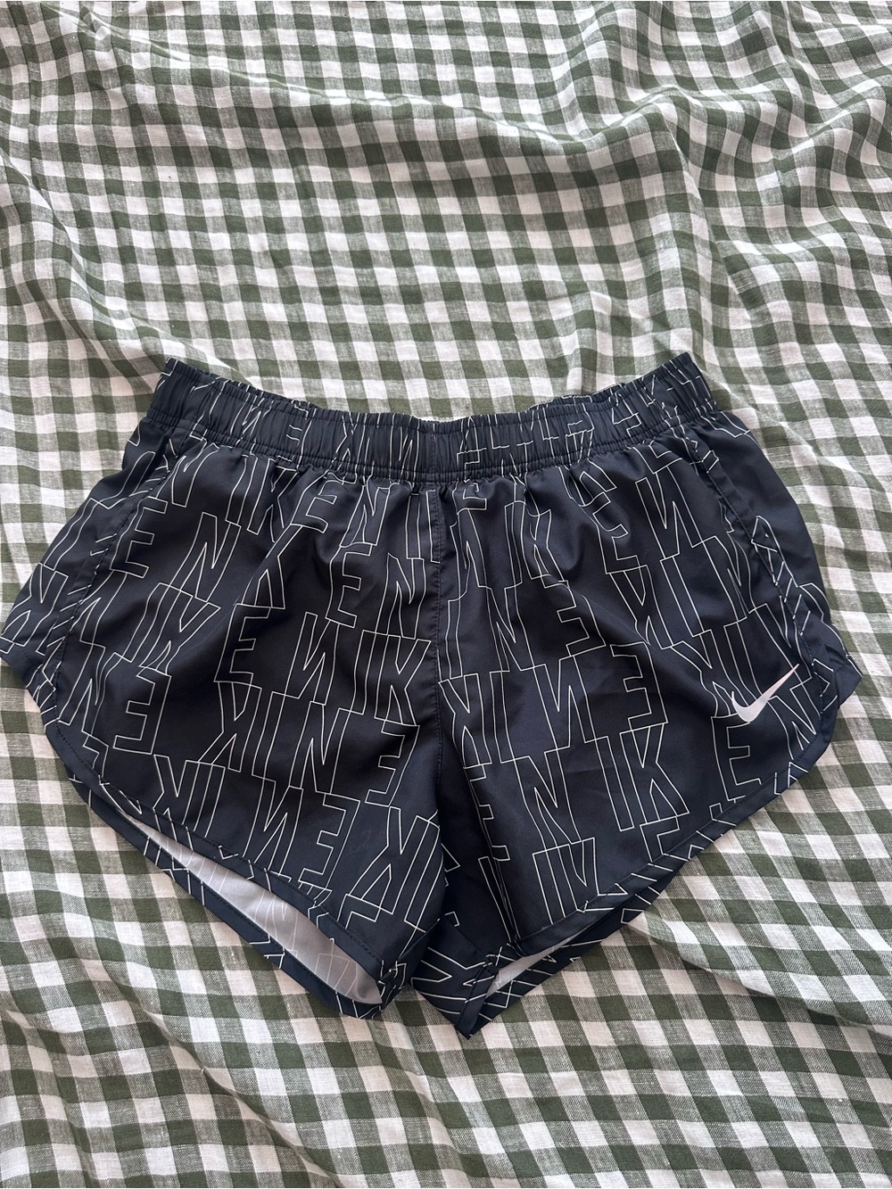 Nike Black Women's Logo-Print Athletic Shorts with White Swoosh